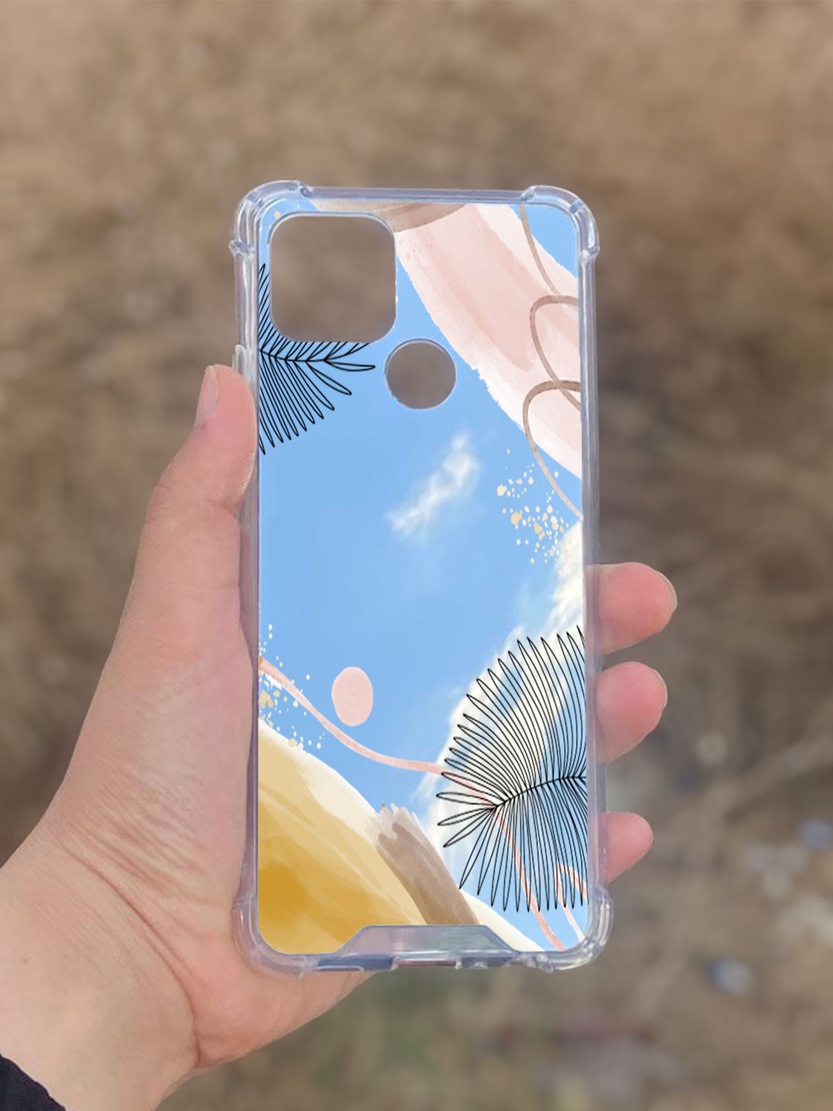 Oppo A15  Uyumlu Aynalı Karışık Desenli Darbe Kamera Korumalı Silikon Telefon Kılıfı