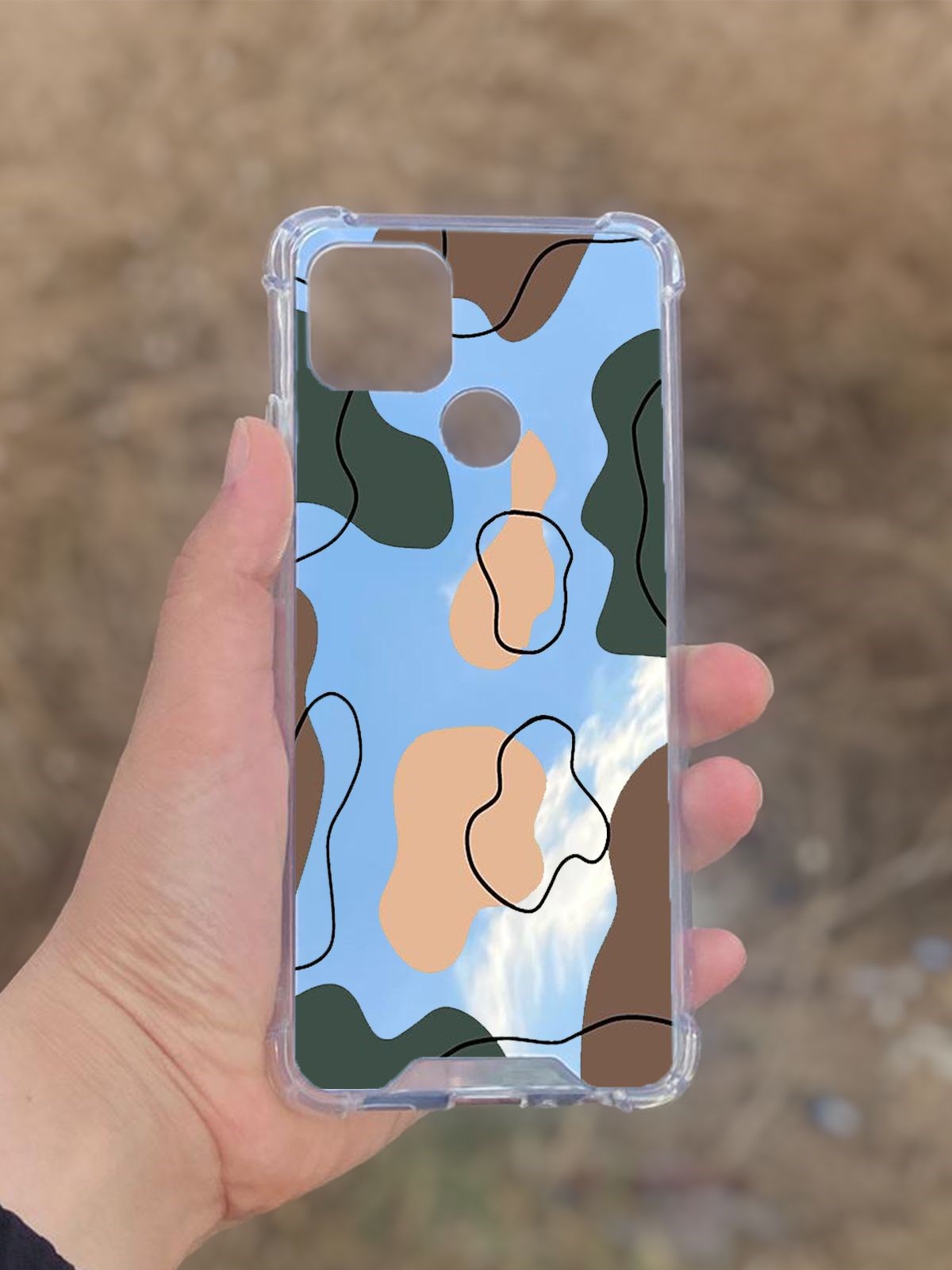 Oppo A15  Uyumlu Aynalı Renkli Dalga Desenli Darbe Kamera Korumalı Silikon Telefon Kılıfı