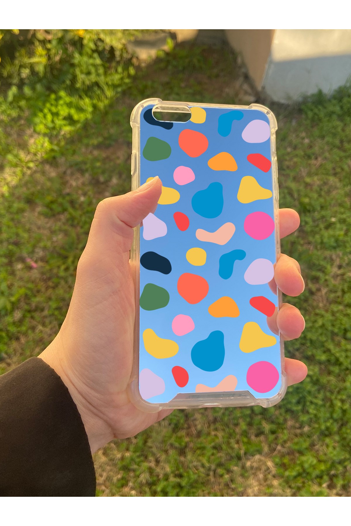 İphone 6S Plus Uyumlu Aynalı Benek Desenli Darbe Kamera Korumalı Silikon Telefon Kılıfı