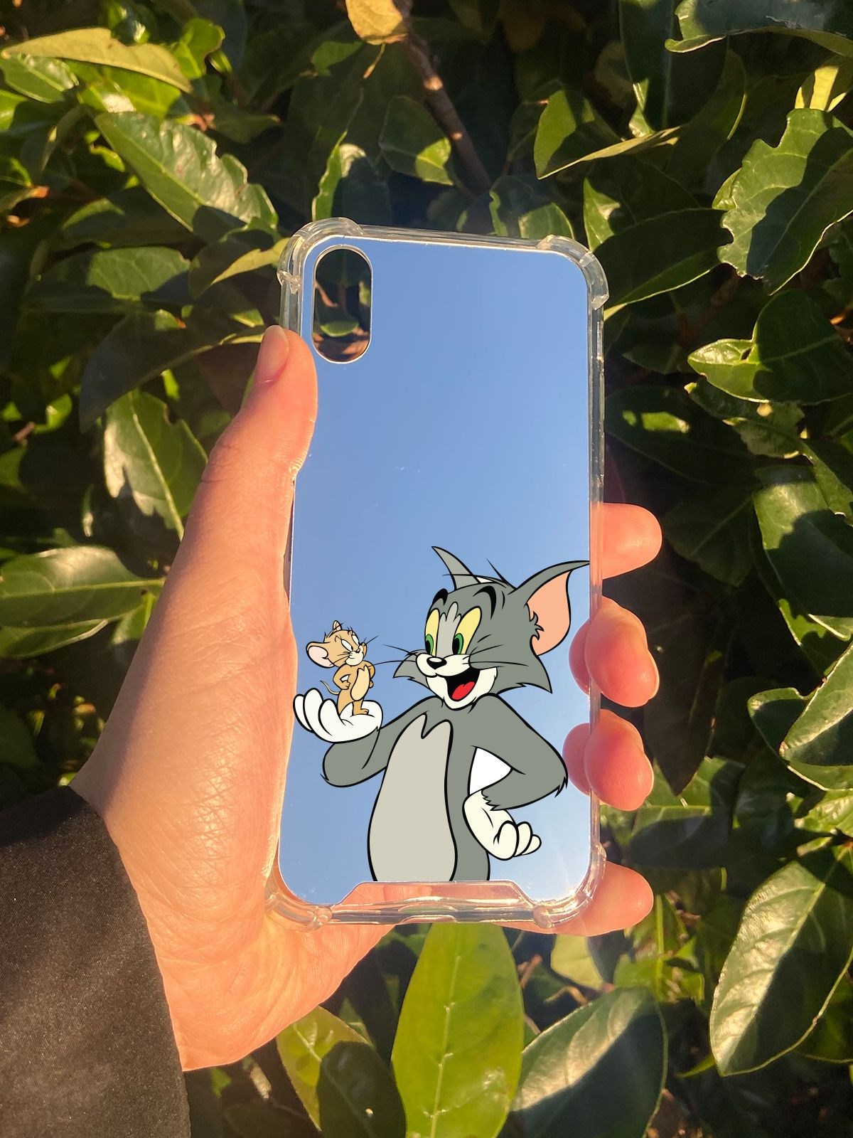 İphone XS Uyumlu Aynalı Tom Ve Jeryy Desenli Darbe Kamera Korumalı Silikon Telefon Kılıfı