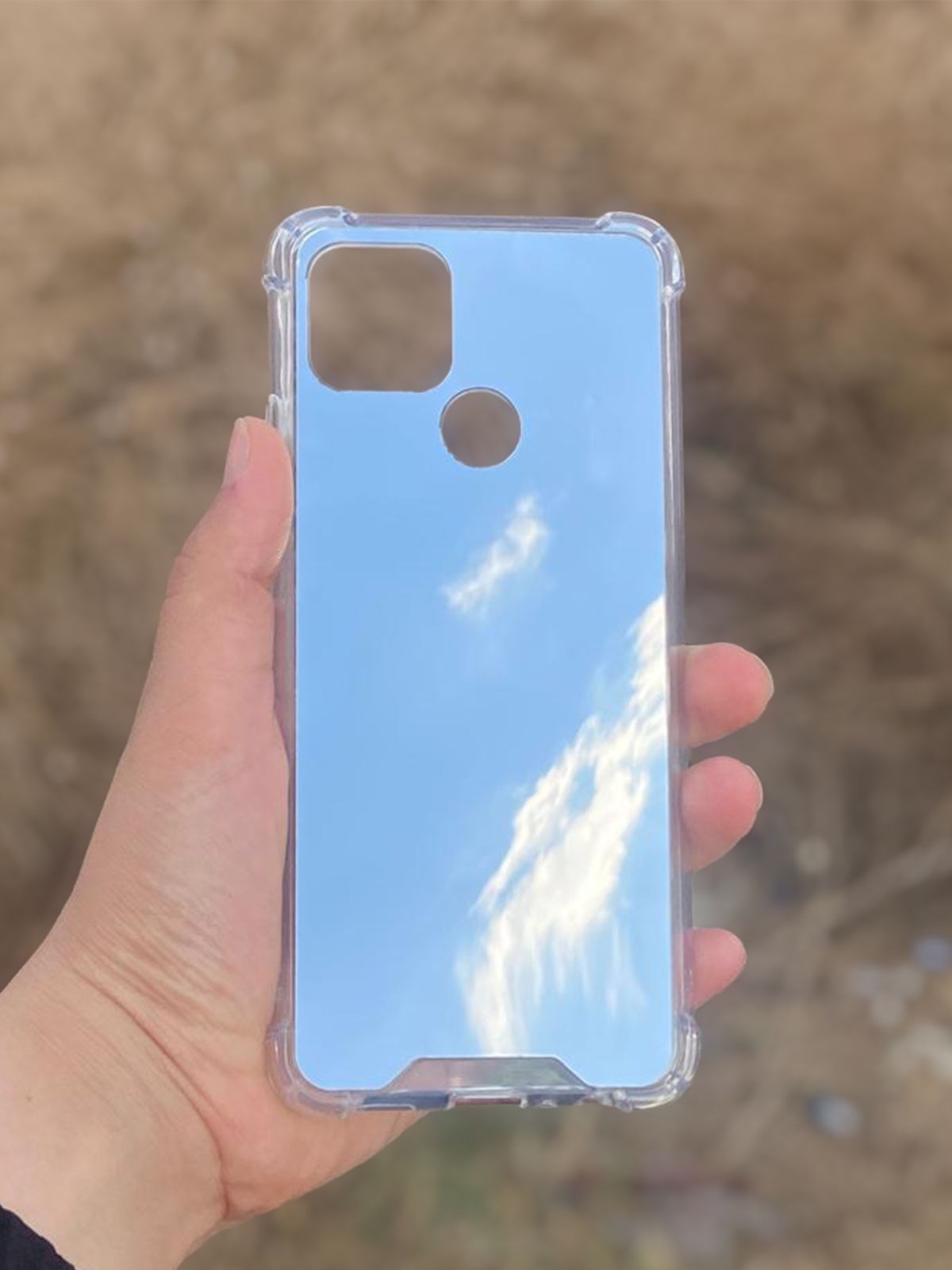 Oppo A15  Uyumlu Aynalı Desenli Darbe Kamera Korumalı Silikon Telefon Kılıfı