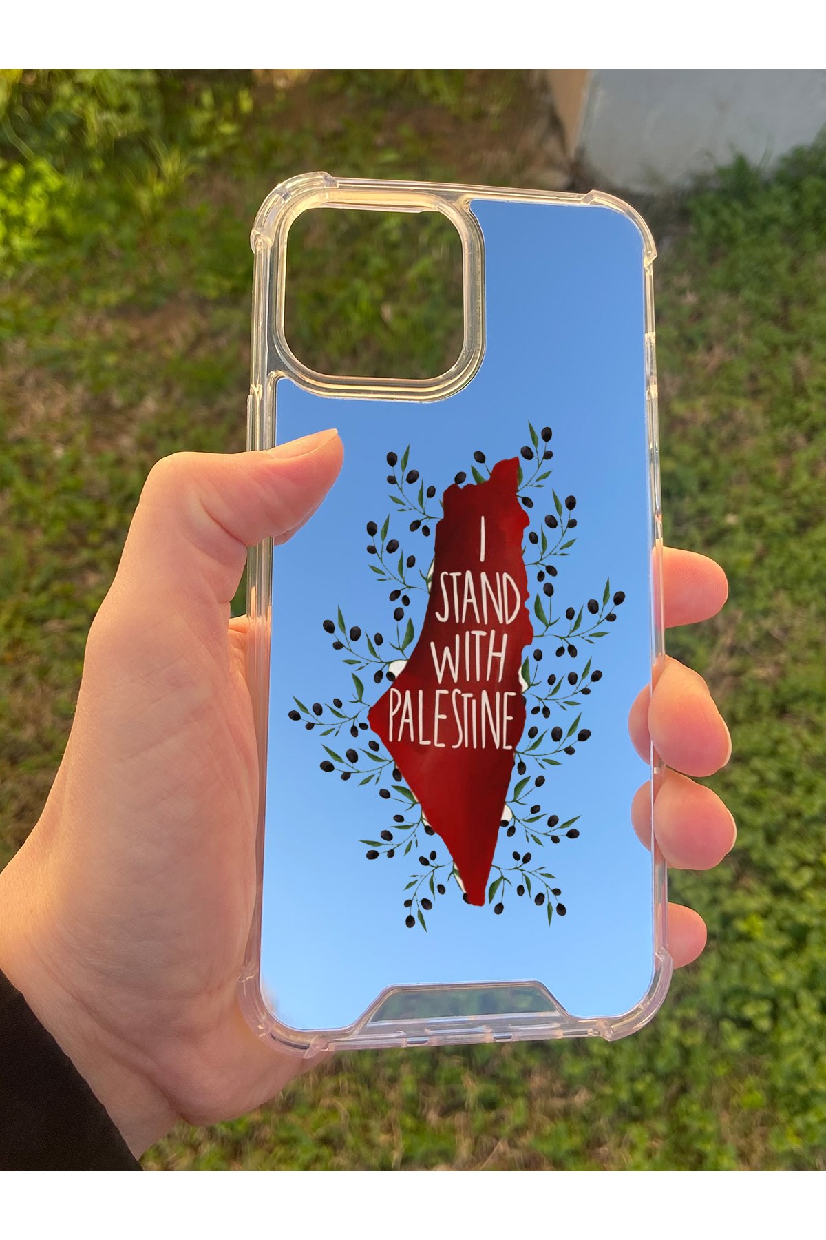 İphone 15 Pro Max Uyumlu Aynalı Palestine Desenli Darbe Kamera Korumalı Silikon Telefon Kılıfı