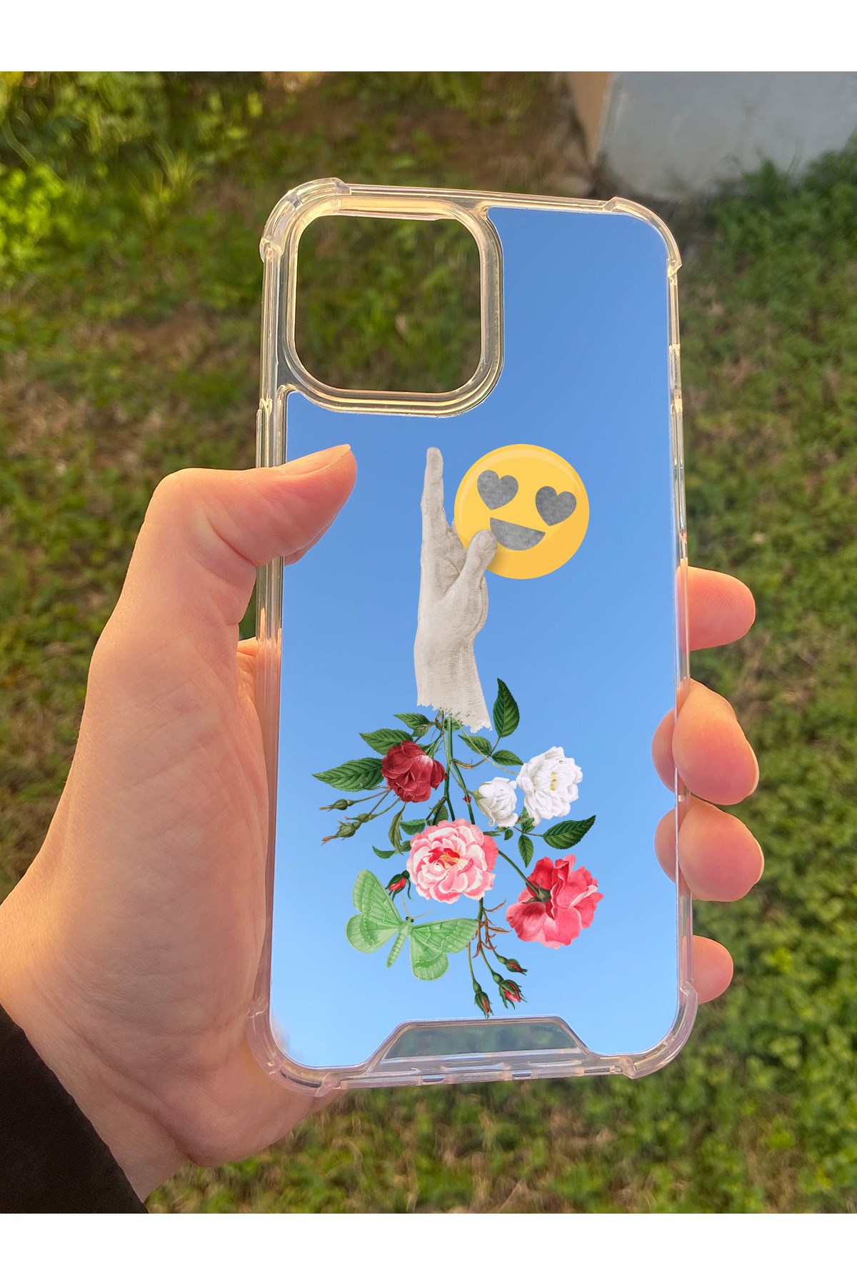 İphone 15 Pro Max Uyumlu Aynalı Emoji Desenli Darbe Kamera Korumalı Silikon Telefon Kılıfı