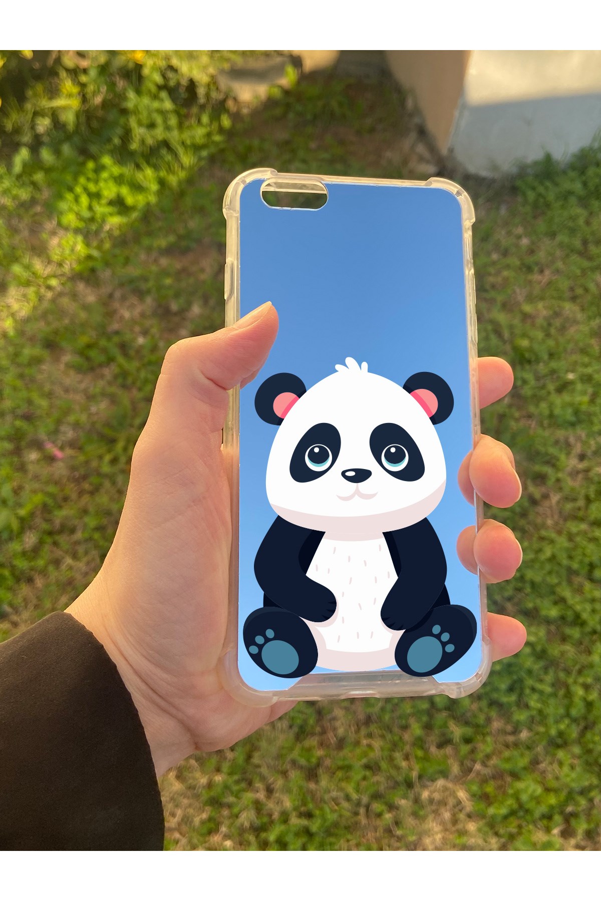 İphone 6S Plus Uyumlu Aynalı Poncik Desenli Darbe Kamera Korumalı Silikon Telefon Kılıfı
