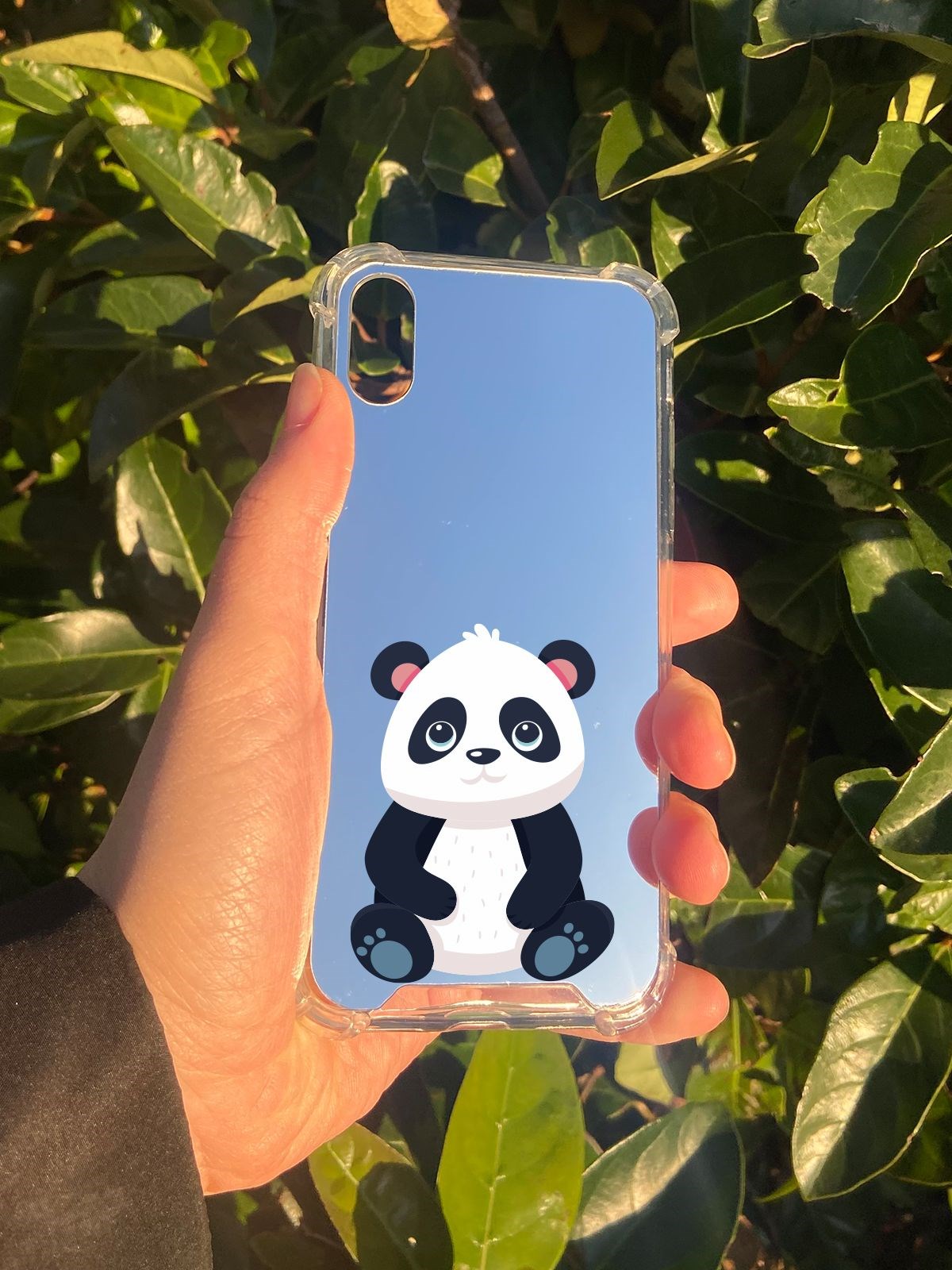 İphone XS Uyumlu Aynalı Poncik Desenli Darbe Kamera Korumalı Silikon Telefon Kılıfı