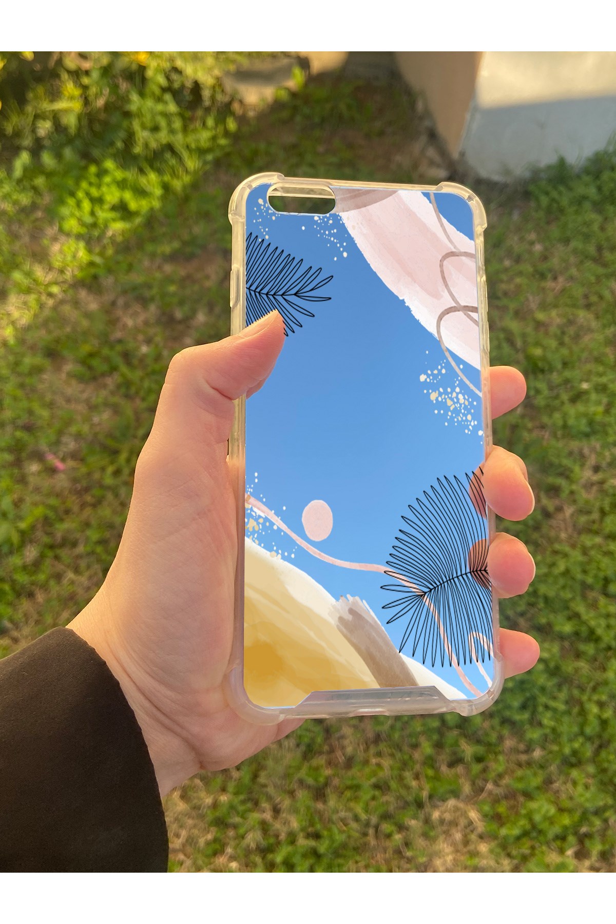 İphone 6S Plus Uyumlu Aynalı Karışık Desenli Darbe Kamera Korumalı Silikon Telefon Kılıfı