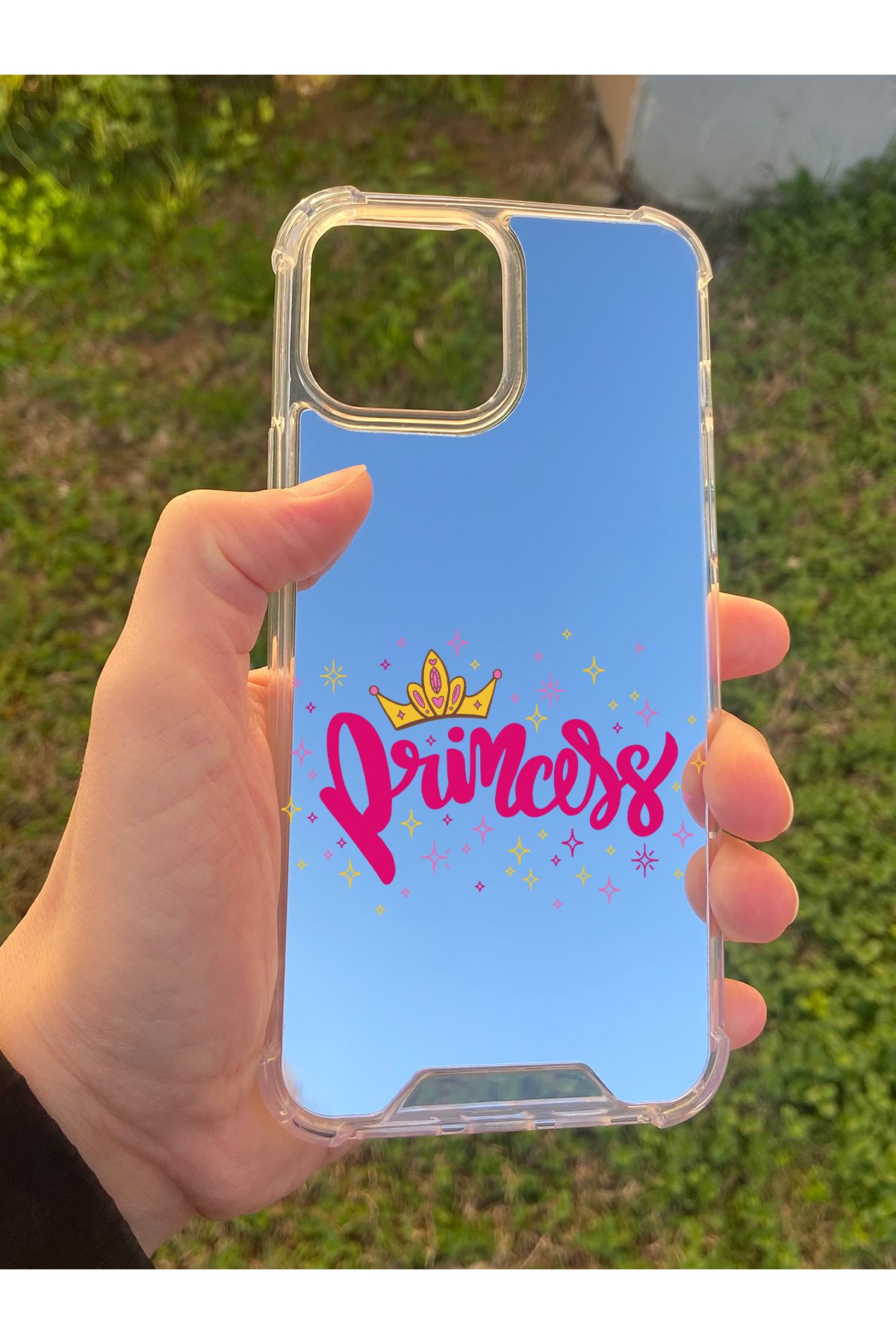 İphone 15 Pro Max Uyumlu Aynalı Prenses Desenli Darbe Kamera Korumalı Silikon Telefon Kılıfı