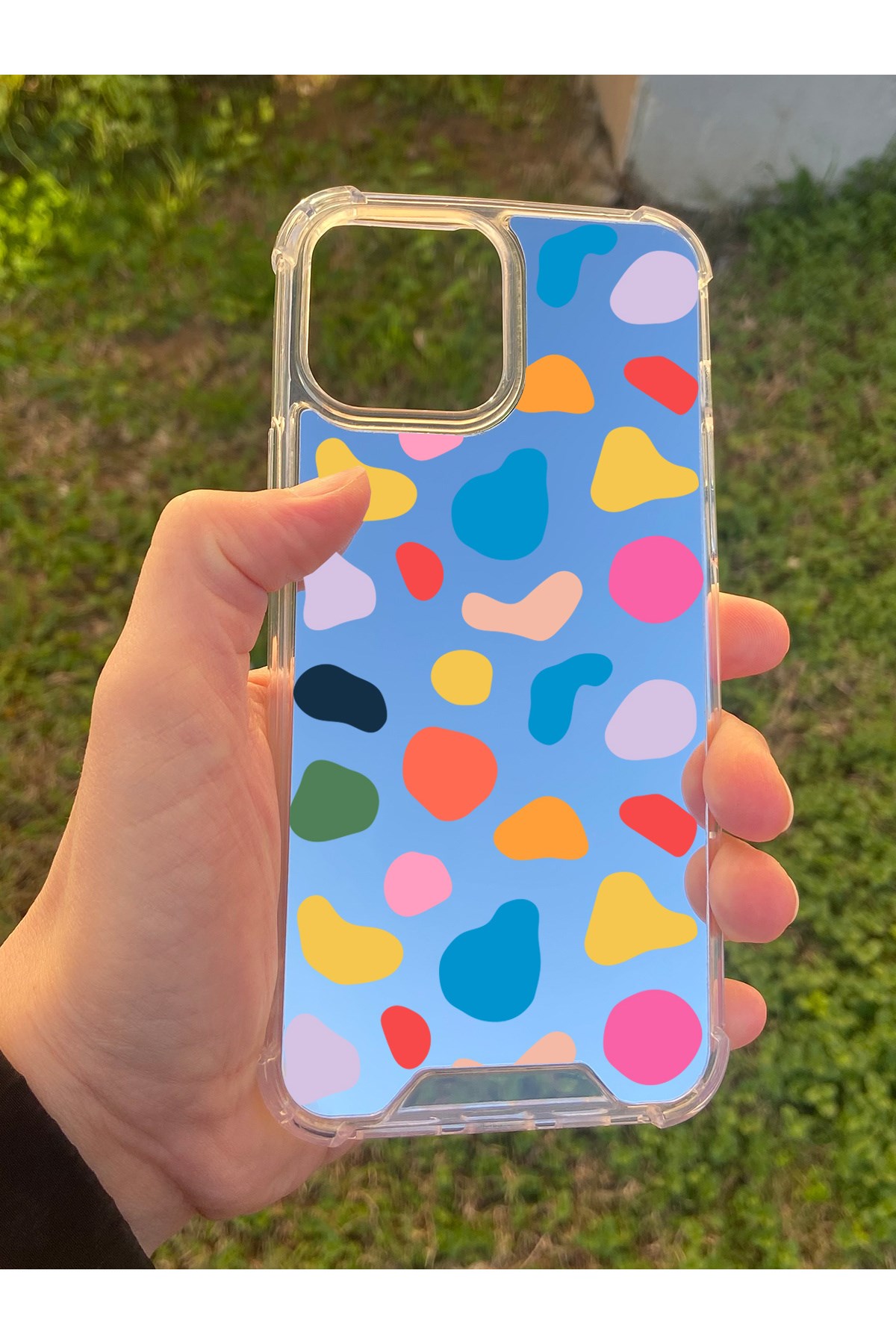 İphone 15 Pro Max Uyumlu Aynalı Benek Desenli Darbe Kamera Korumalı Silikon Telefon Kılıfı