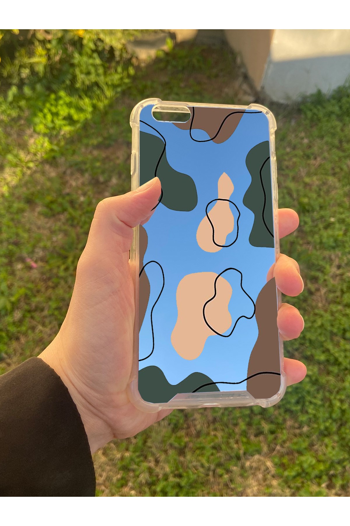 İphone 6S Plus Uyumlu Aynalı Dalga Desenli Darbe Kamera Korumalı Silikon Telefon Kılıfı