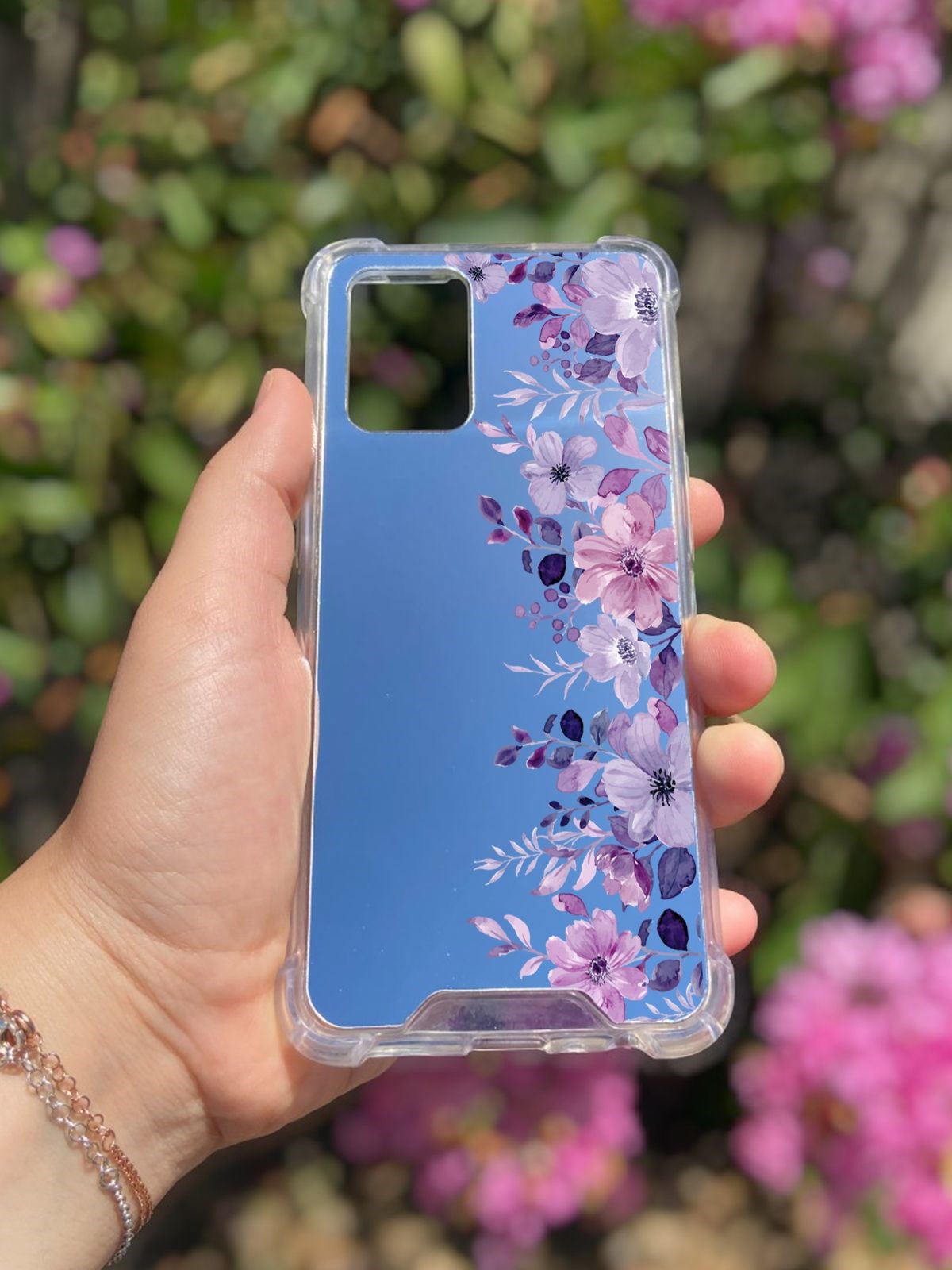 Oppo A74 Uyumlu Aynalı Mor Ve Ötesi Desenli Darbe Kamera Korumalı Silikon Telefon Kılıfı