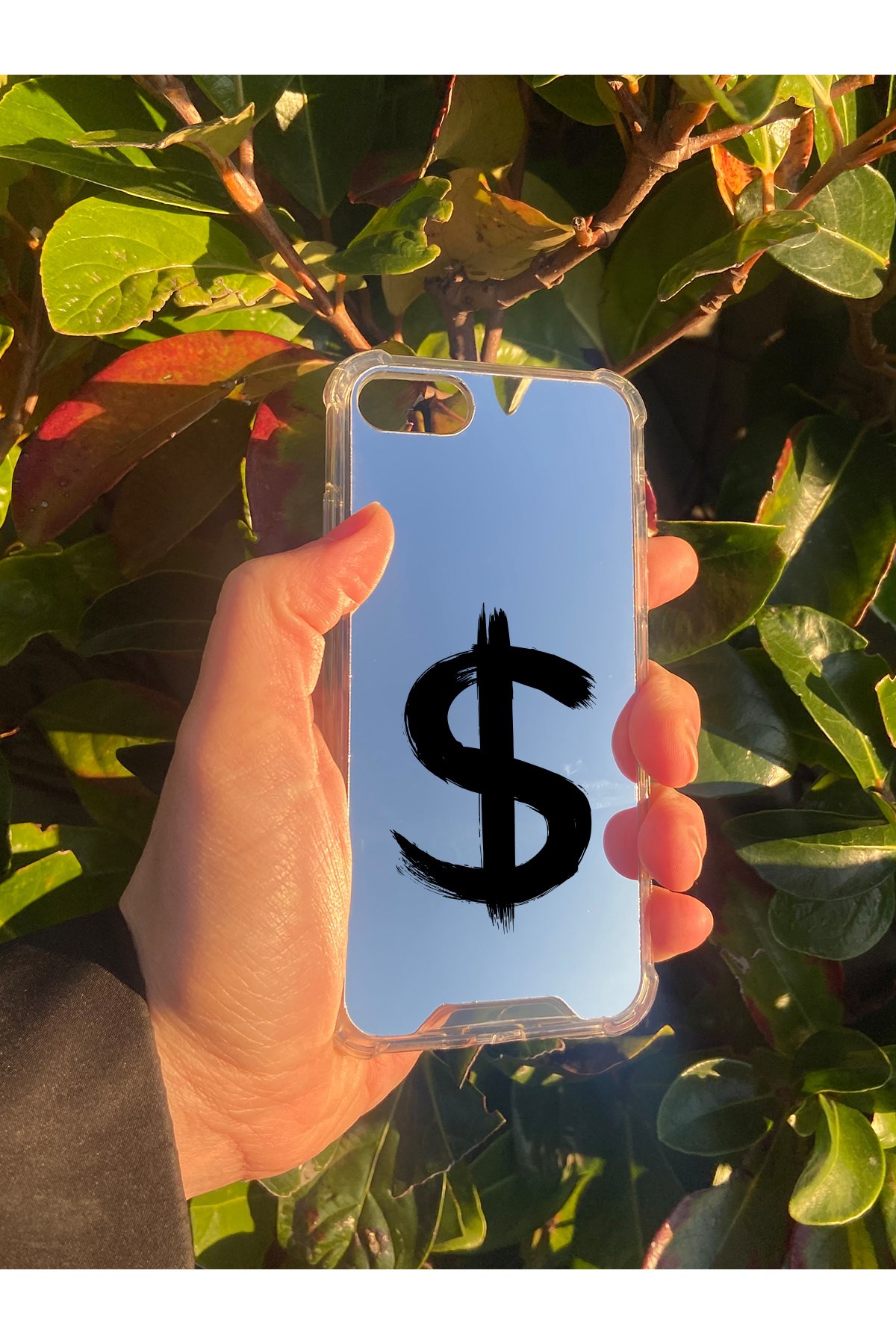 İphone SE 2022 Uyumlu Aynalı Dollar Desenli Darbe Kamera Korumalı Silikon Telefon Kılıfı