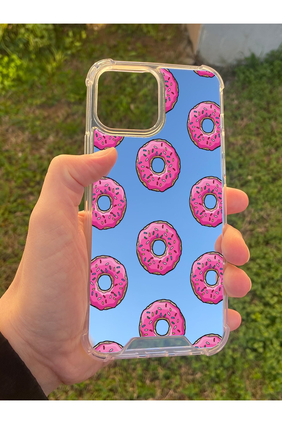 İphone 15 Pro Max Uyumlu Aynalı Donut Desenli Darbe Kamera Korumalı Silikon Telefon Kılıfı