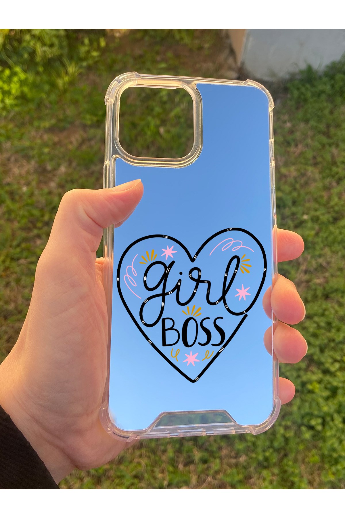 İphone 15 Pro Max Uyumlu Aynalı Girl Desenli Darbe Kamera Korumalı Silikon Telefon Kılıfı