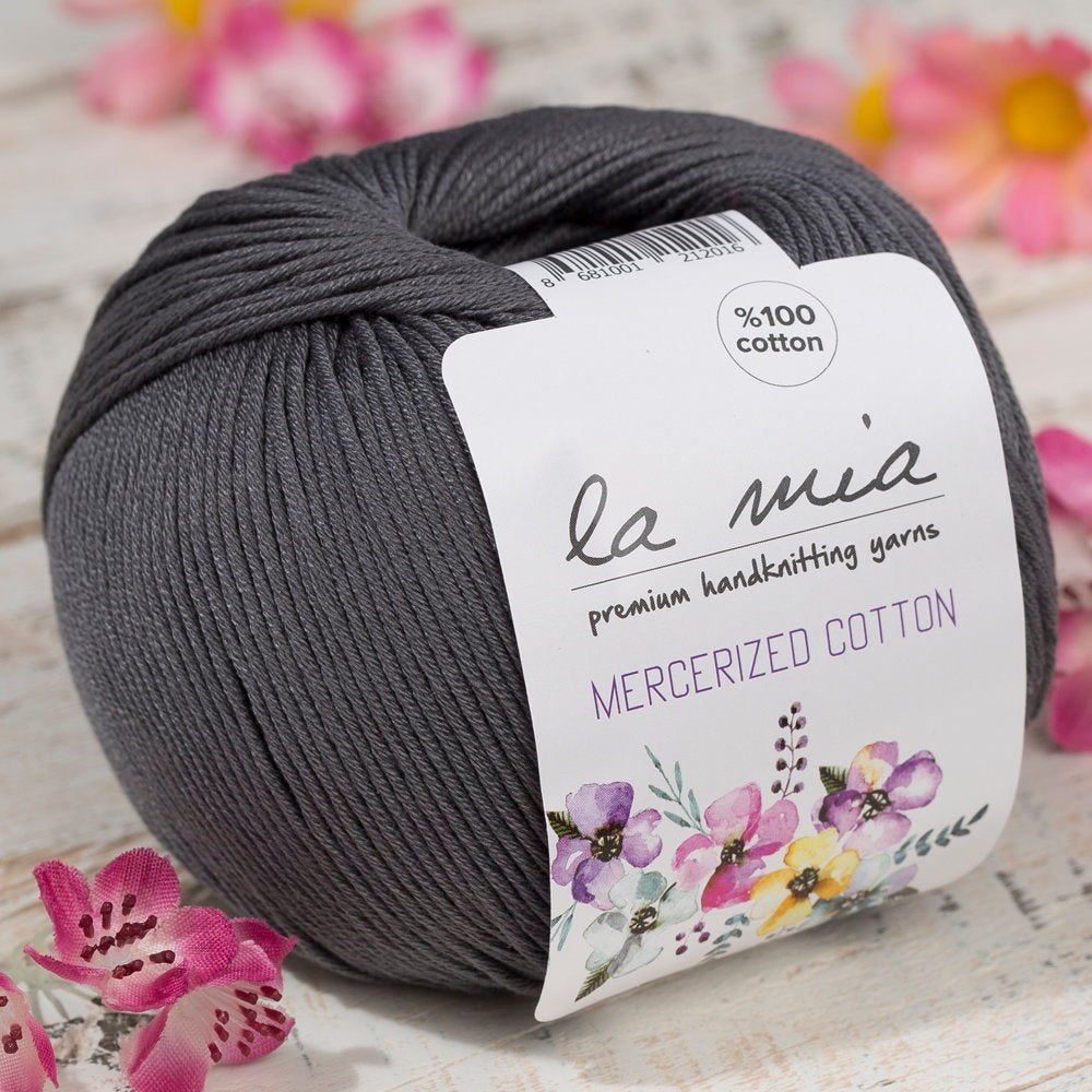 La Mia Mercerized Cotton Koyu Gri El Örgü İpi - 236 - 33577