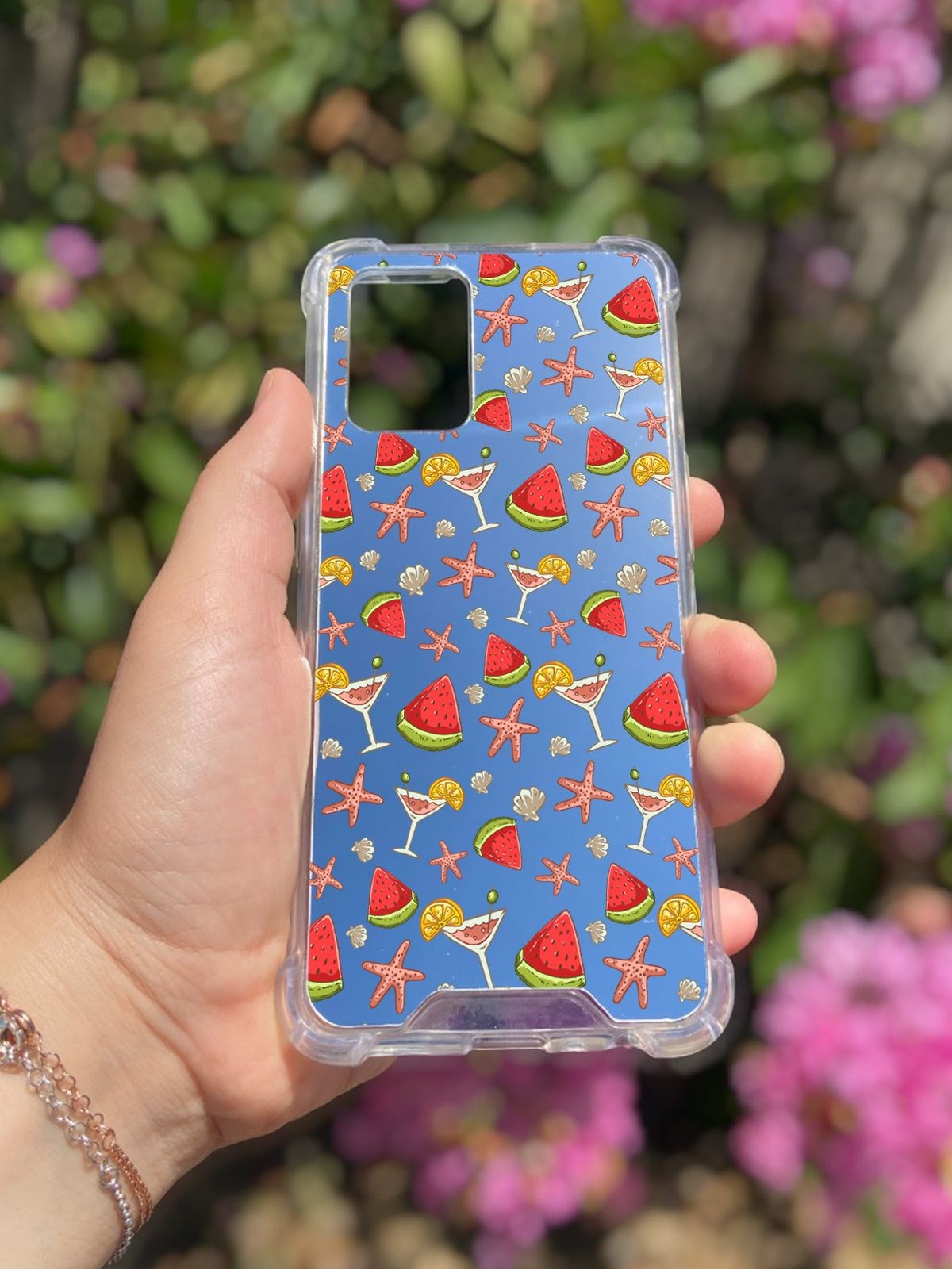 Oppo A74 Uyumlu Aynalı Karpuz Desenli Darbe Kamera Korumalı Silikon Telefon Kılıfı