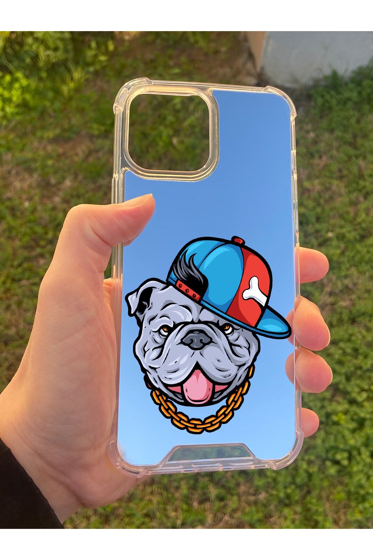 İphone 15 Pro Max Uyumlu Aynalı Köpek Desenli Darbe Kamera Korumalı Silikon Telefon Kılıfı