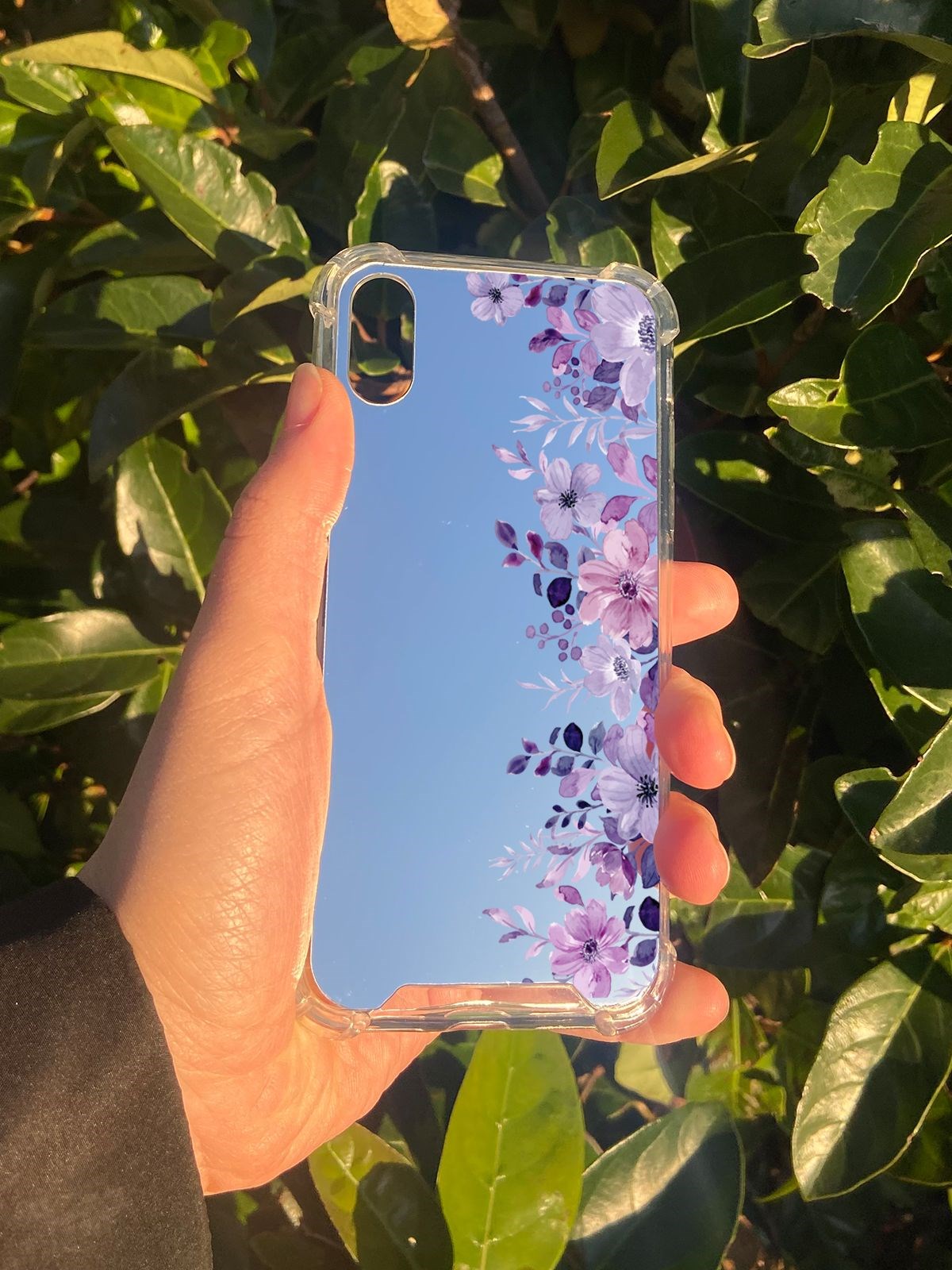 İphone X Uyumlu Aynalı Mor Ve Ötesi Desenli Darbe Kamera Korumalı Silikon Telefon Kılıfı