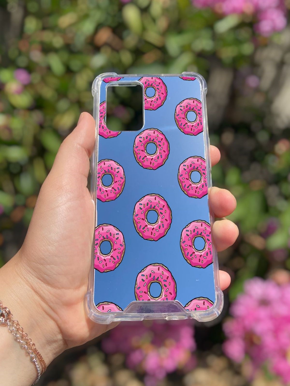 Oppo A74 Uyumlu Aynalı Donut Desenli Darbe Kamera Korumalı Silikon Telefon Kılıfı