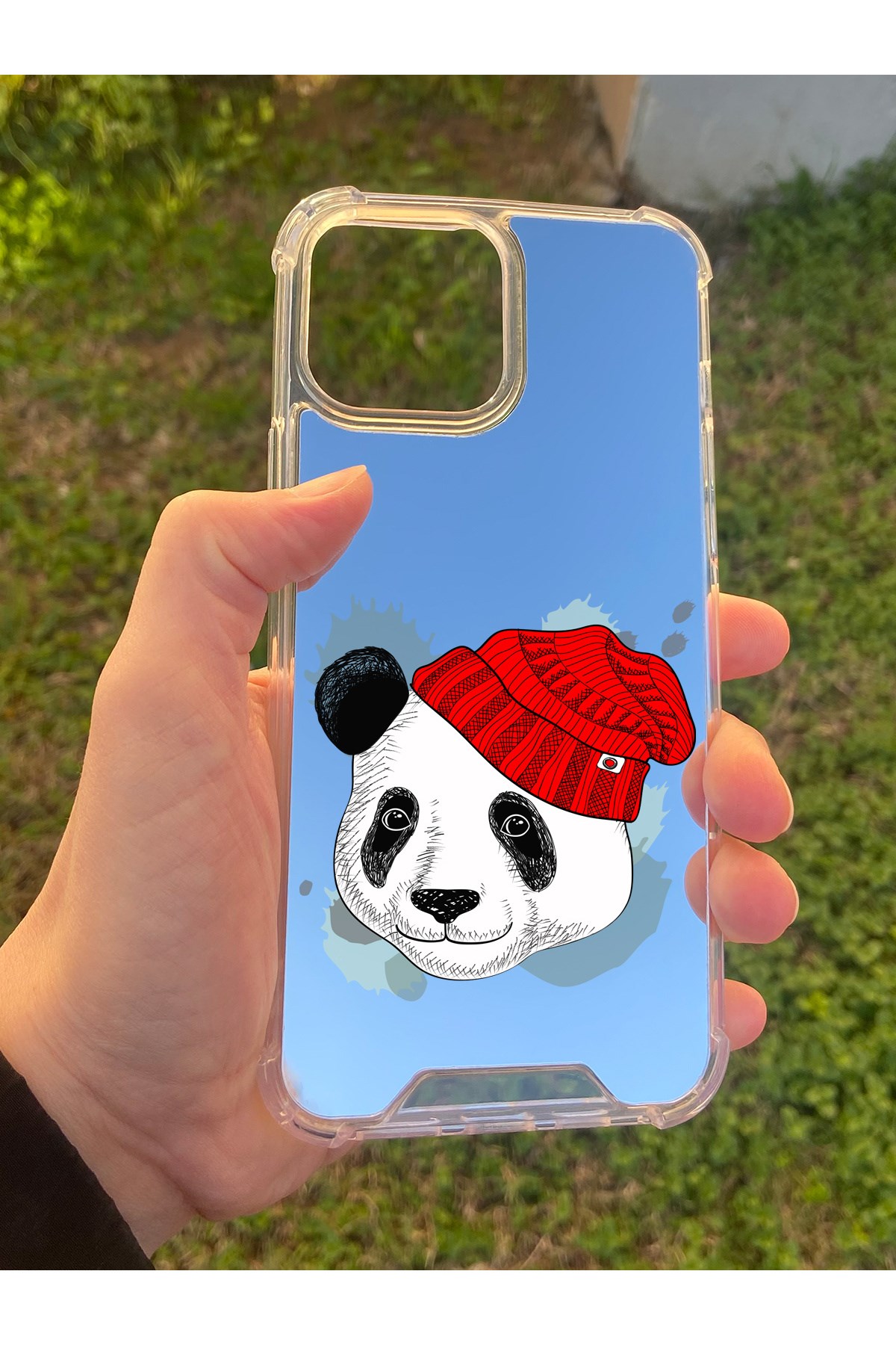 İphone 15 Pro Max Uyumlu Aynalı Panda Desenli Darbe Kamera Korumalı Silikon Telefon Kılıfı