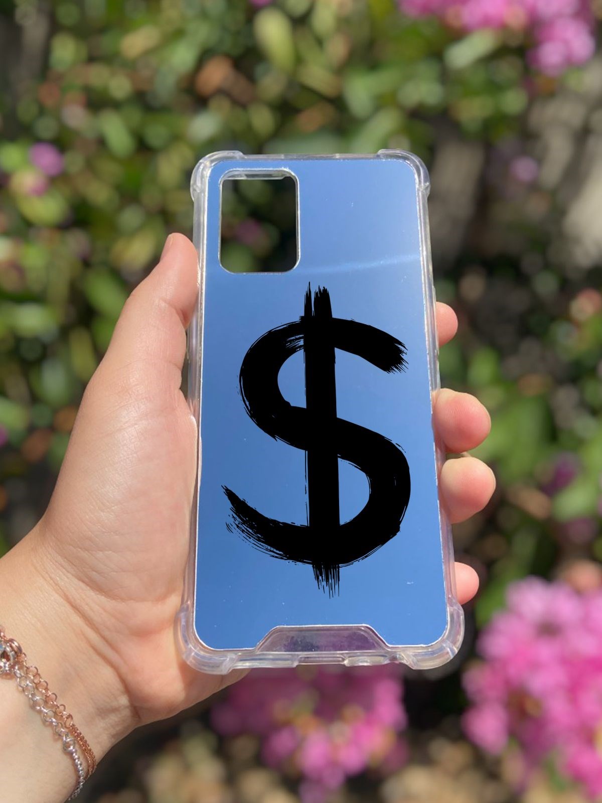 Oppo A74 Uyumlu Aynalı Dolar Desenli Darbe Kamera Korumalı Silikon Telefon Kılıfı