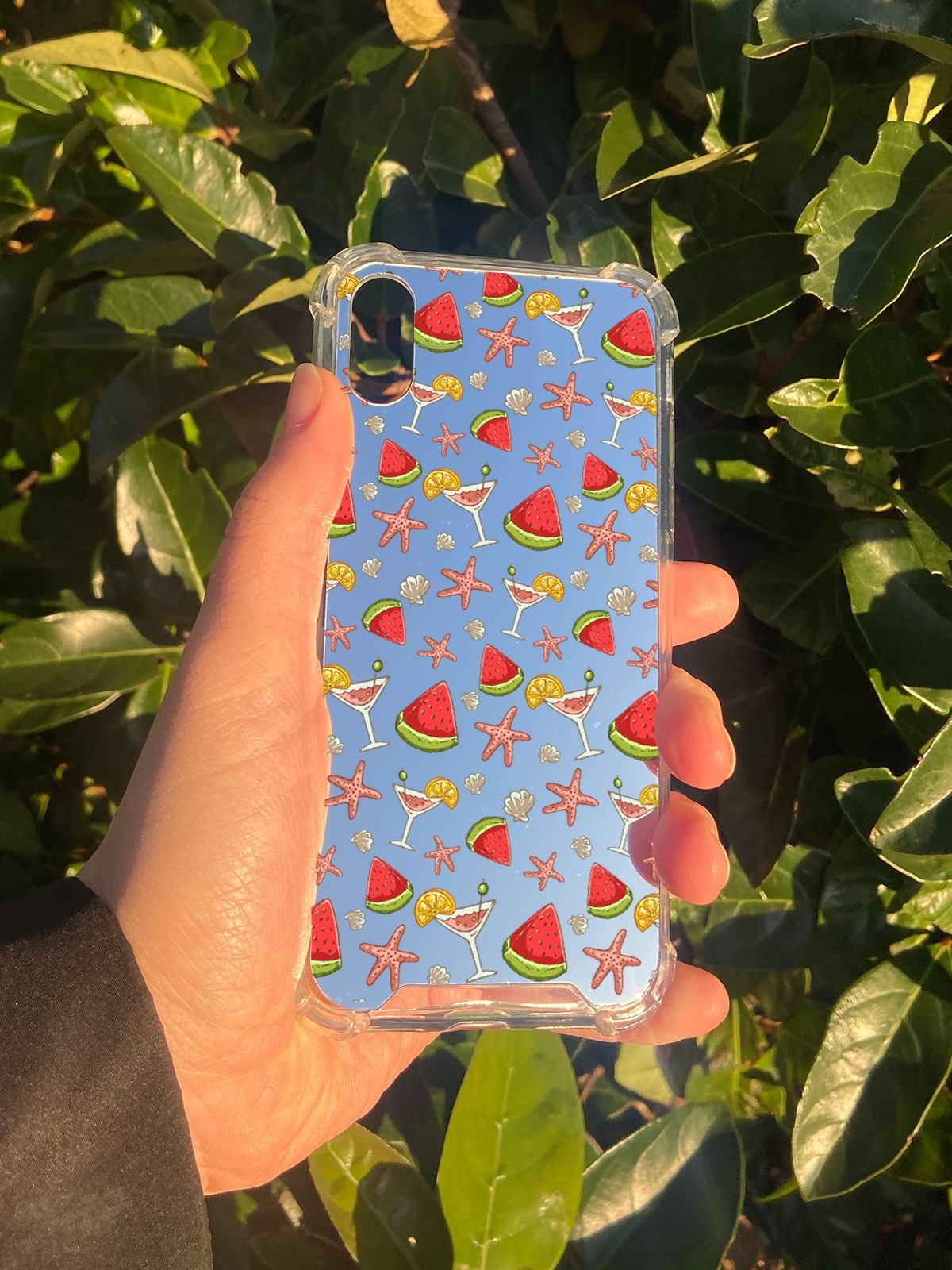İphone X Uyumlu Aynalı Karpuz Desenli Darbe Kamera Korumalı Silikon Telefon Kılıfı