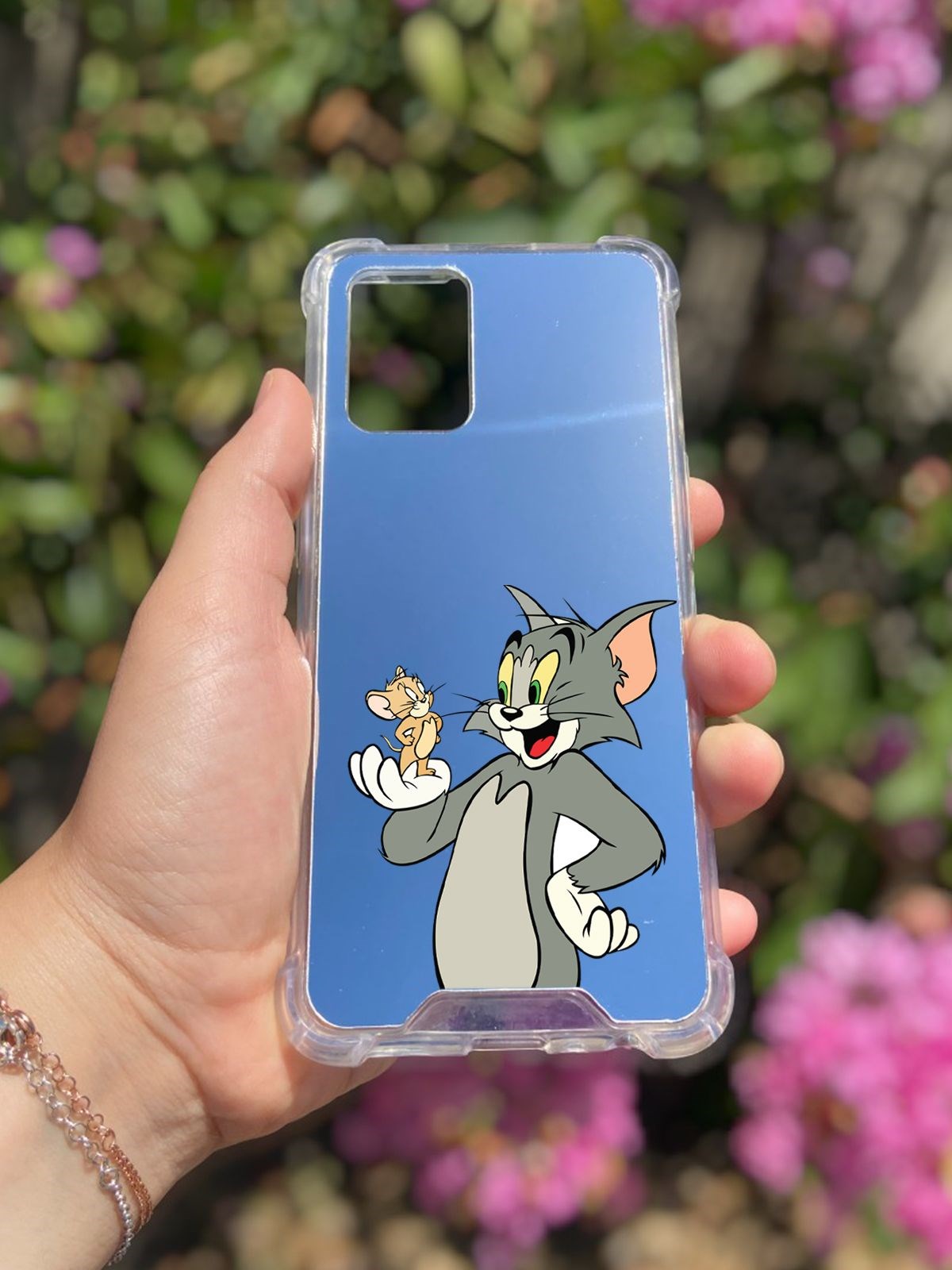 Oppo A74 Uyumlu Aynalı Tom Ve Jeryy Desenli Darbe Kamera Korumalı Silikon Telefon Kılıfı