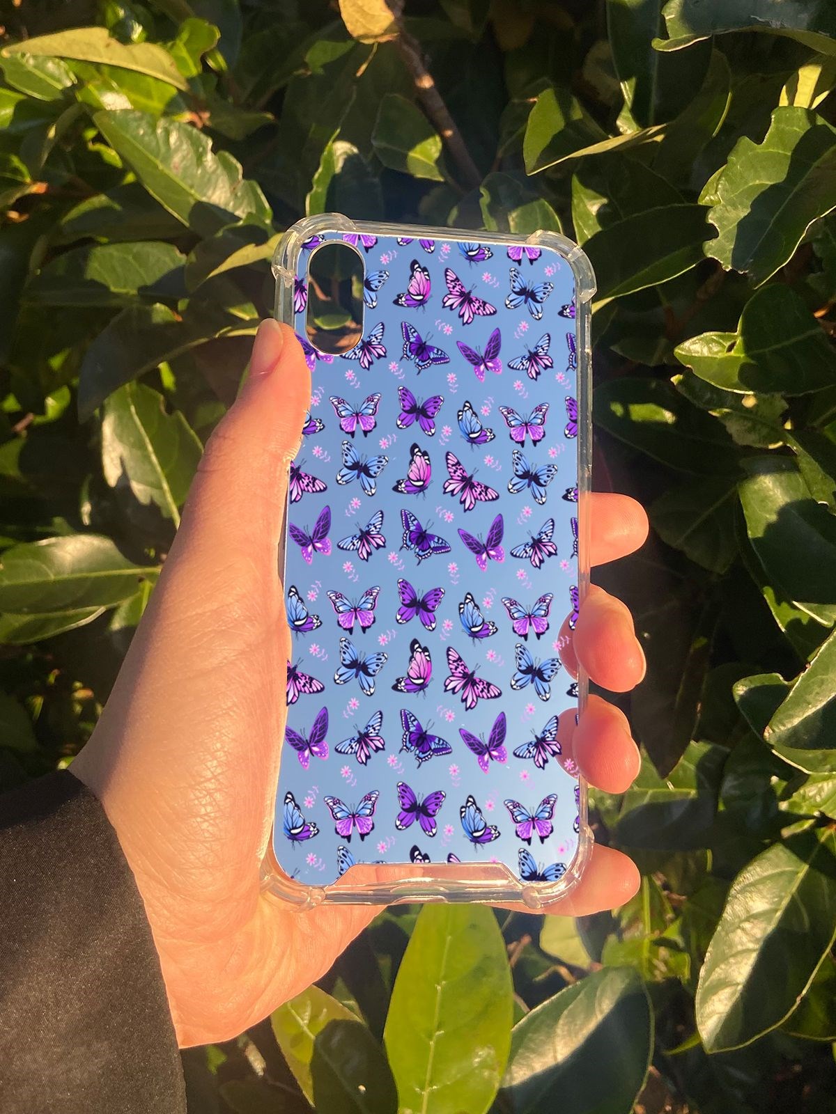 İphone X Uyumlu Aynalı Kelebek Desenli Darbe Kamera Korumalı Silikon Telefon Kılıfı