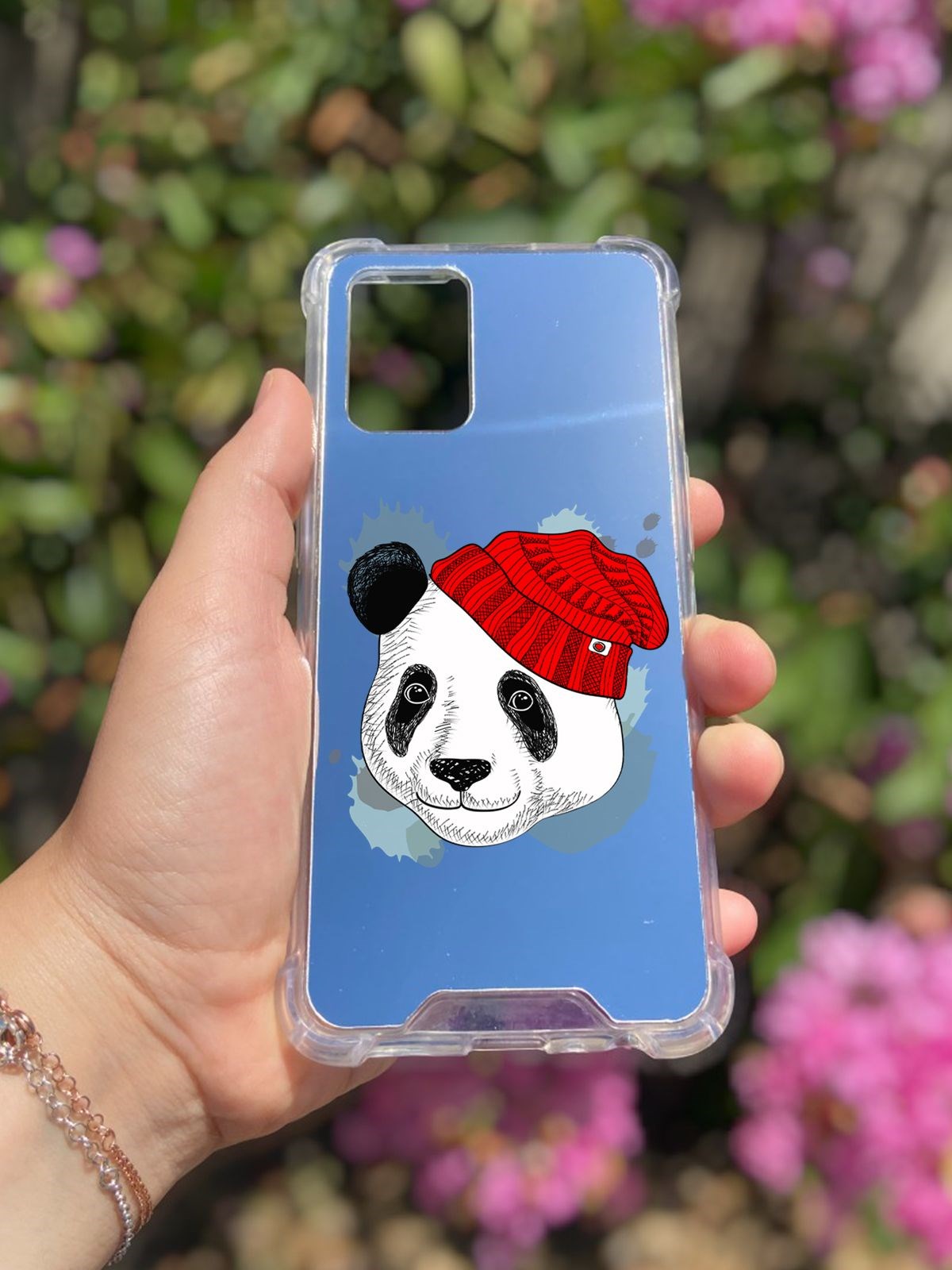 Oppo A74 Uyumlu Aynalı Panda Desenli Darbe Kamera Korumalı Silikon Telefon Kılıfı