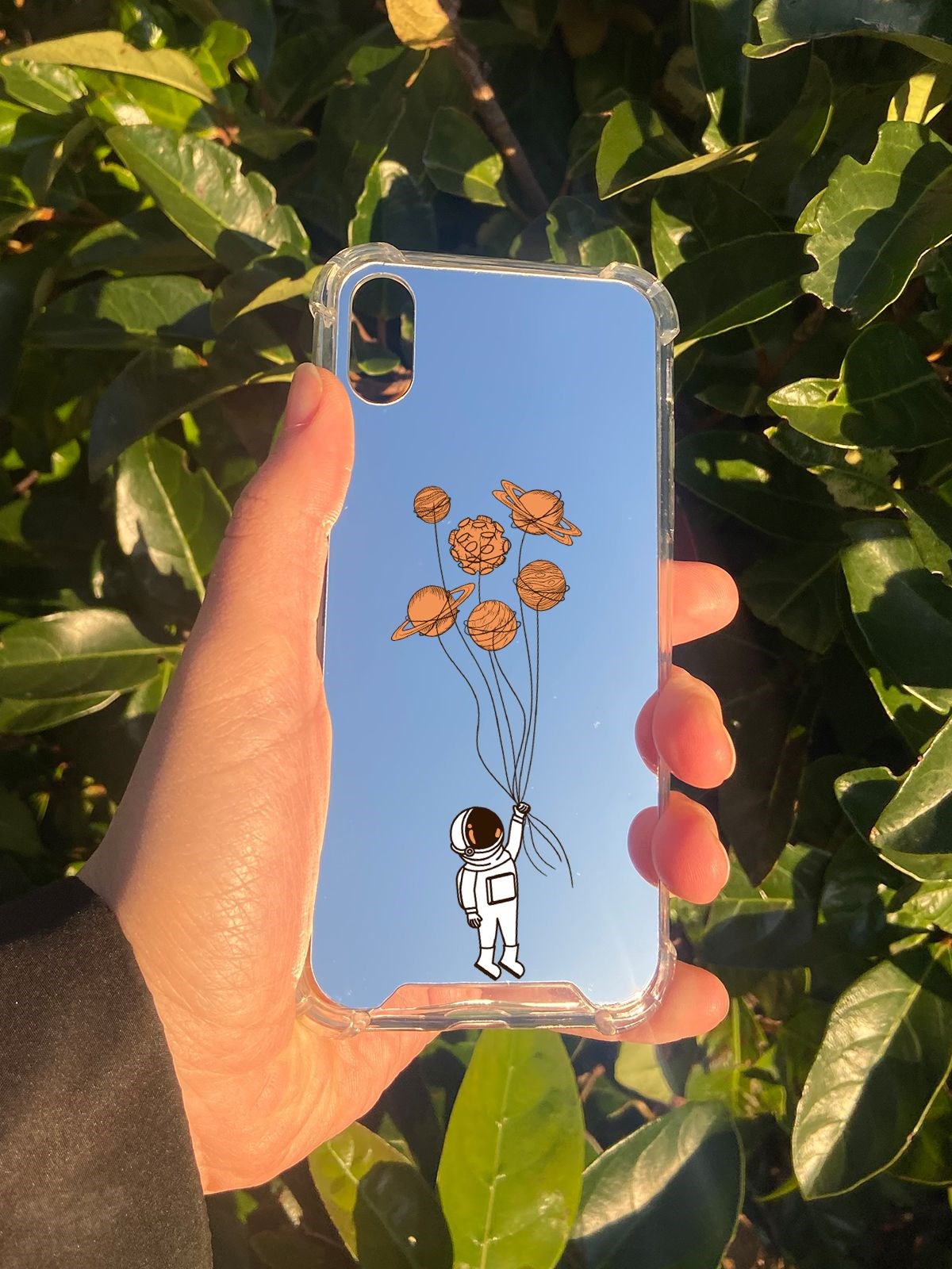 İphone X Uyumlu Aynalı Astronot Desenli Darbe Kamera Korumalı Silikon Telefon Kılıfı