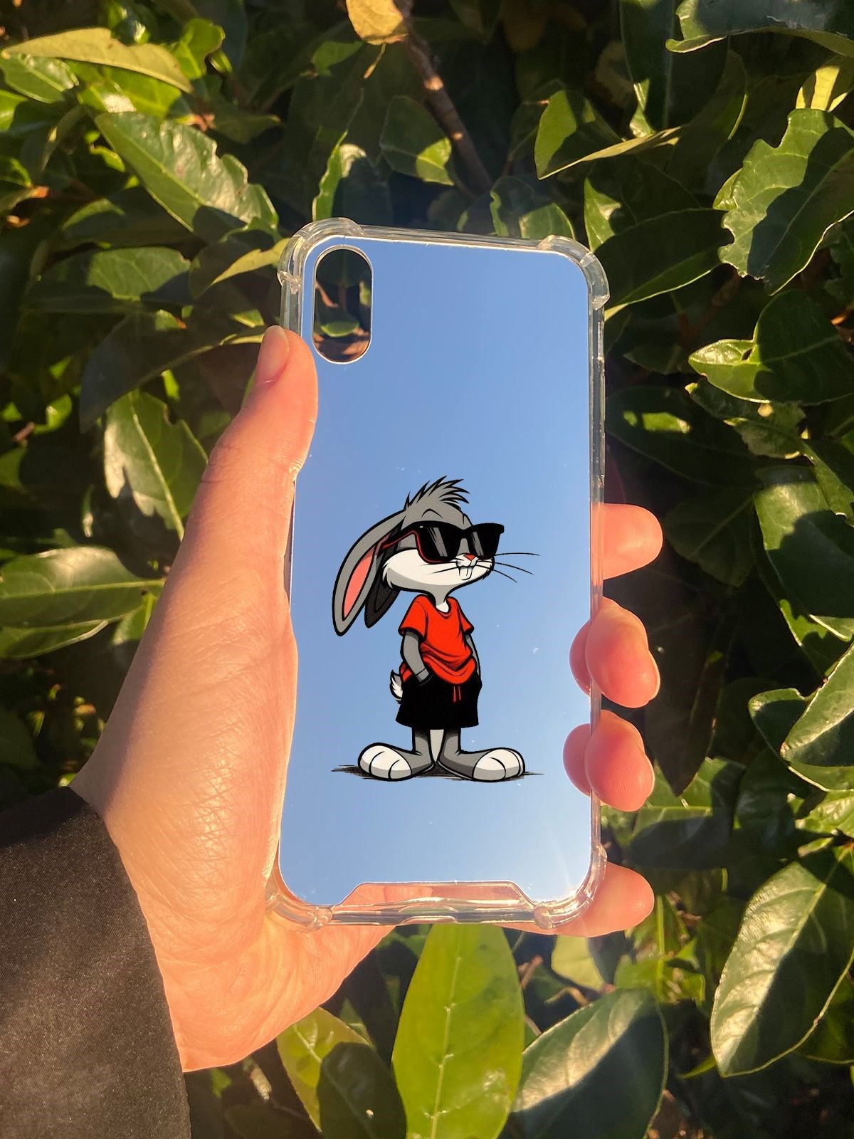 İphone X Uyumlu Aynalı Tavşan Desenli Darbe Kamera Korumalı Silikon Telefon Kılıfı